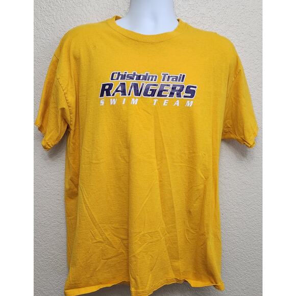 Fruit Of Loom Yellow Chisholm Trail Rangers Swim Team Graphic Shirt XL Stretch - Picture 1 of 4